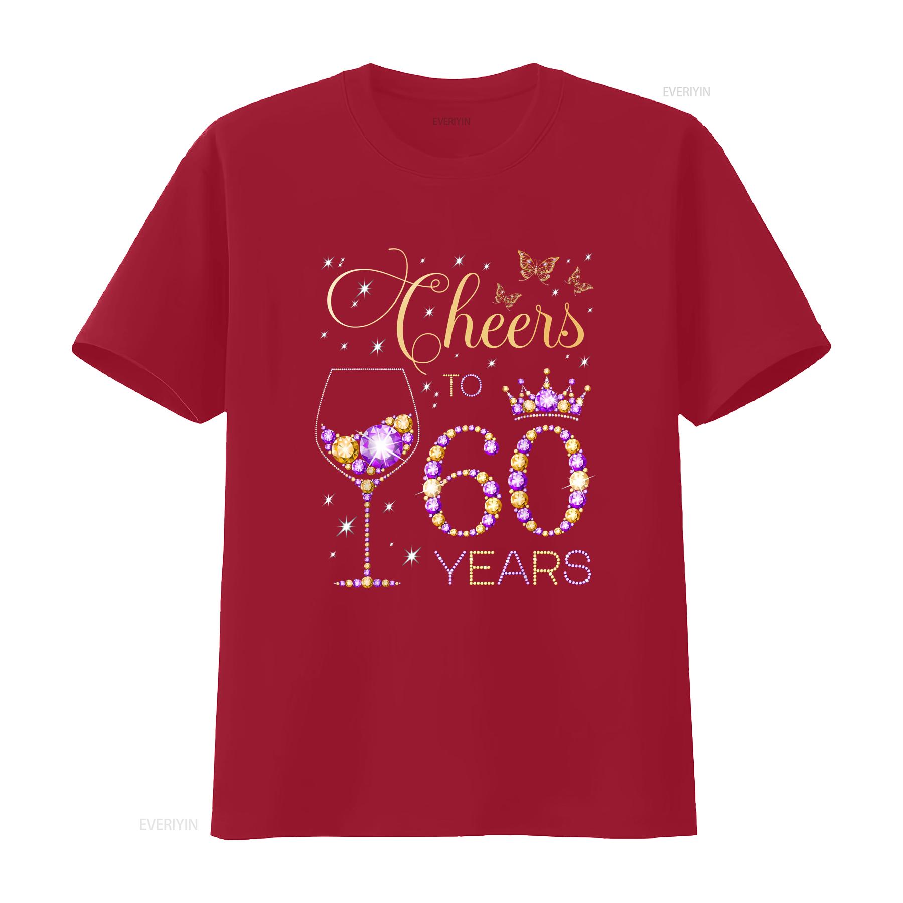 

Cheers to 60 Years Old 60th Birthday Party Women Bday T Shirt vintage Washed Soft Top For Everyday Wear Breathable Stretched S