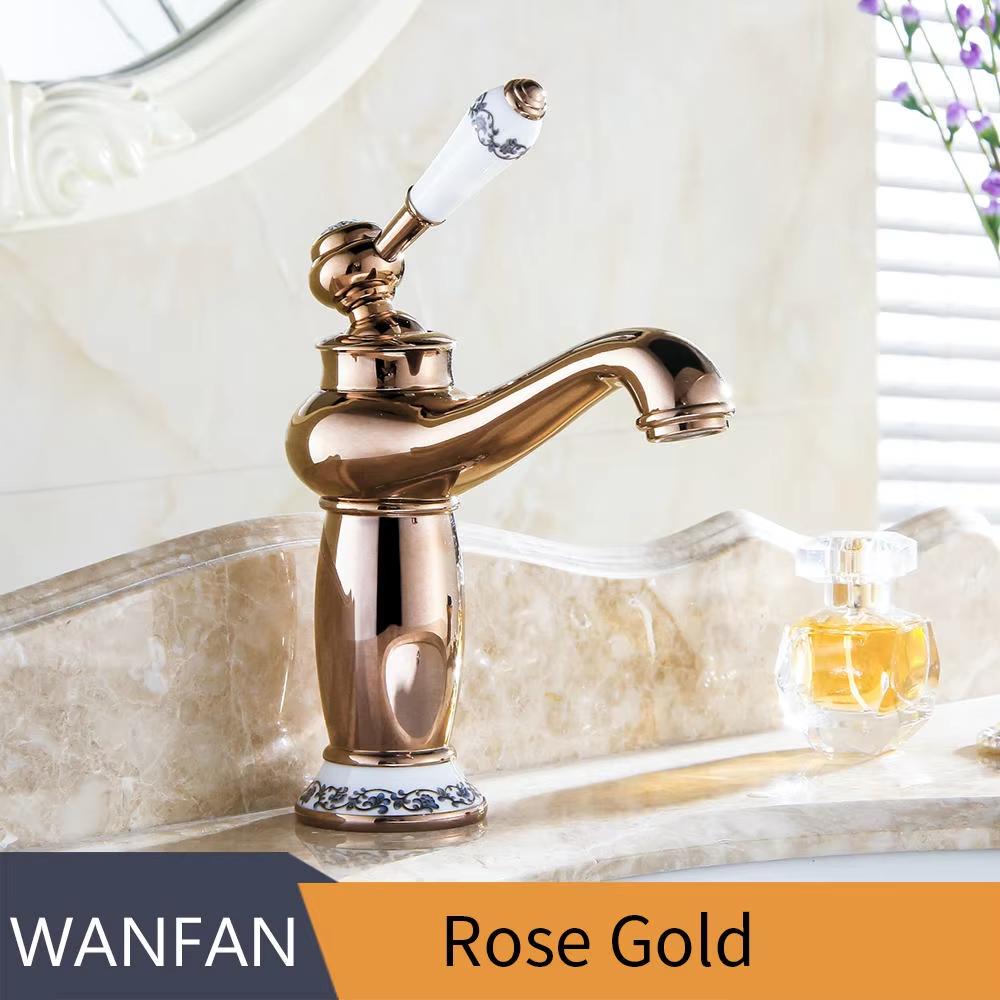 Basin Faucet Mixer Tap Single Handle Free Swivel Bathroom Hot Cold Water Single Hole Antique Brass Modern Ceramic Valve Core