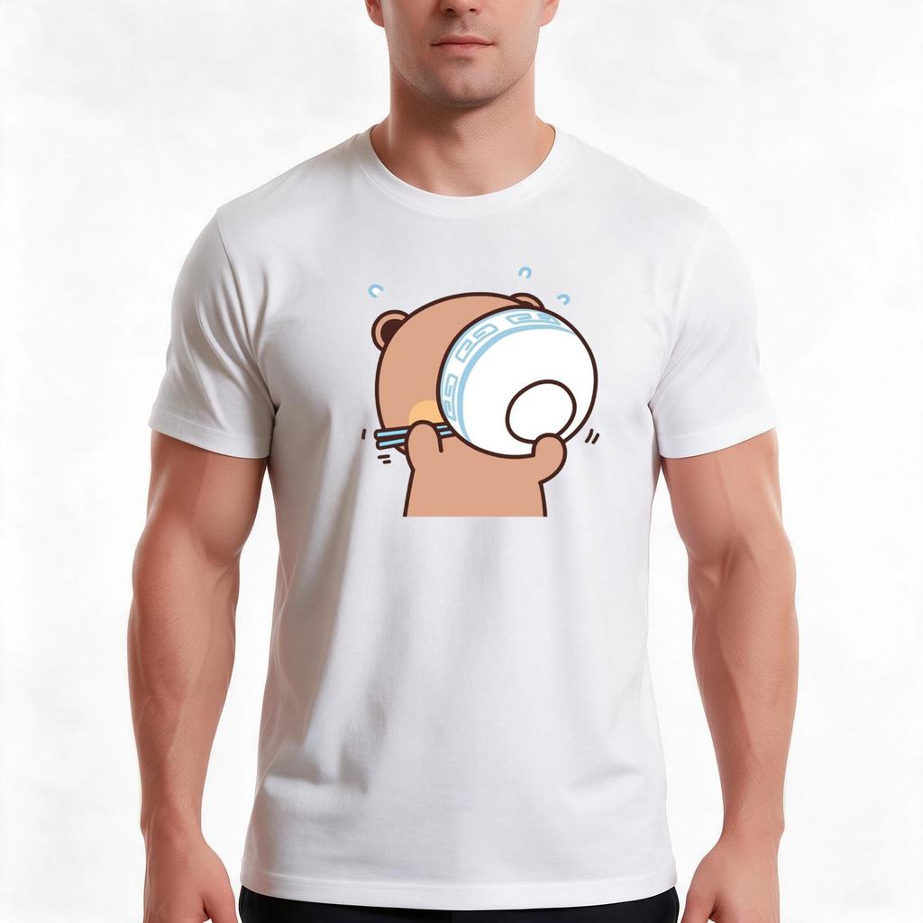Cute Dudu Is Enjoy Meals With Bubu Tshirt Summer Casual Cotton Tee Oversized Streetwear Tops Vintage Graphic Print