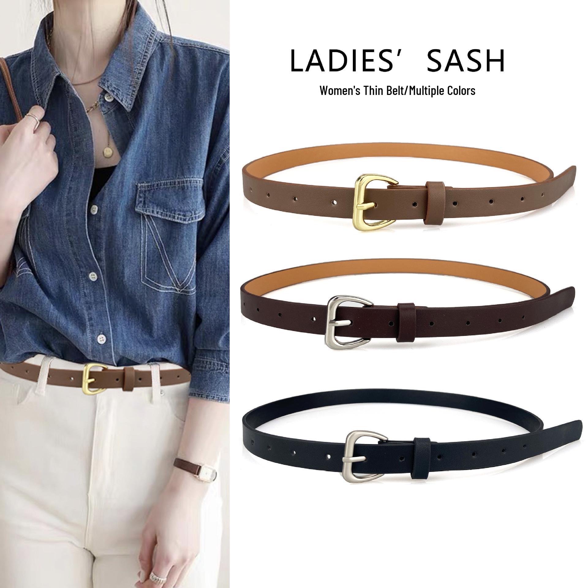 

Stylish Versatile Women s Thin Decorative Leather Belt for Suits, Jeans, and Shorts Accessories 107 cm