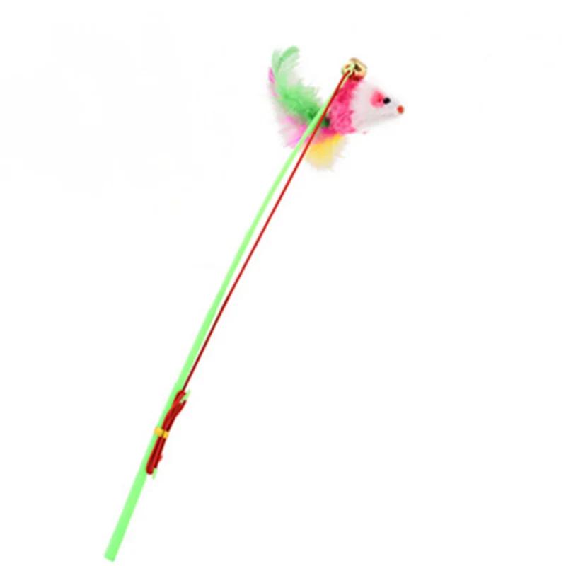 Fishing Rod Type Colorful Mouse Feather Funny Cat Stick Elastic Rope Telescopic Rod Boredom Relief Props Catcher Interactive Toy