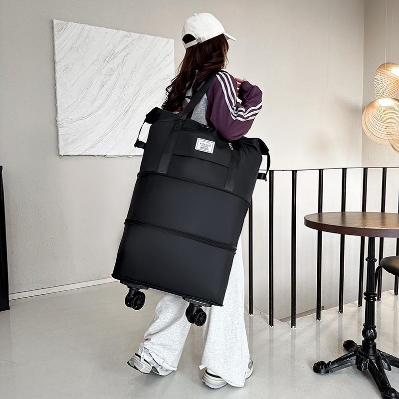 Large Capacity Multifunctional Trolley Handbag: Portable Travel, Business Trip & Maternity Storage Solution with Removable Wheels