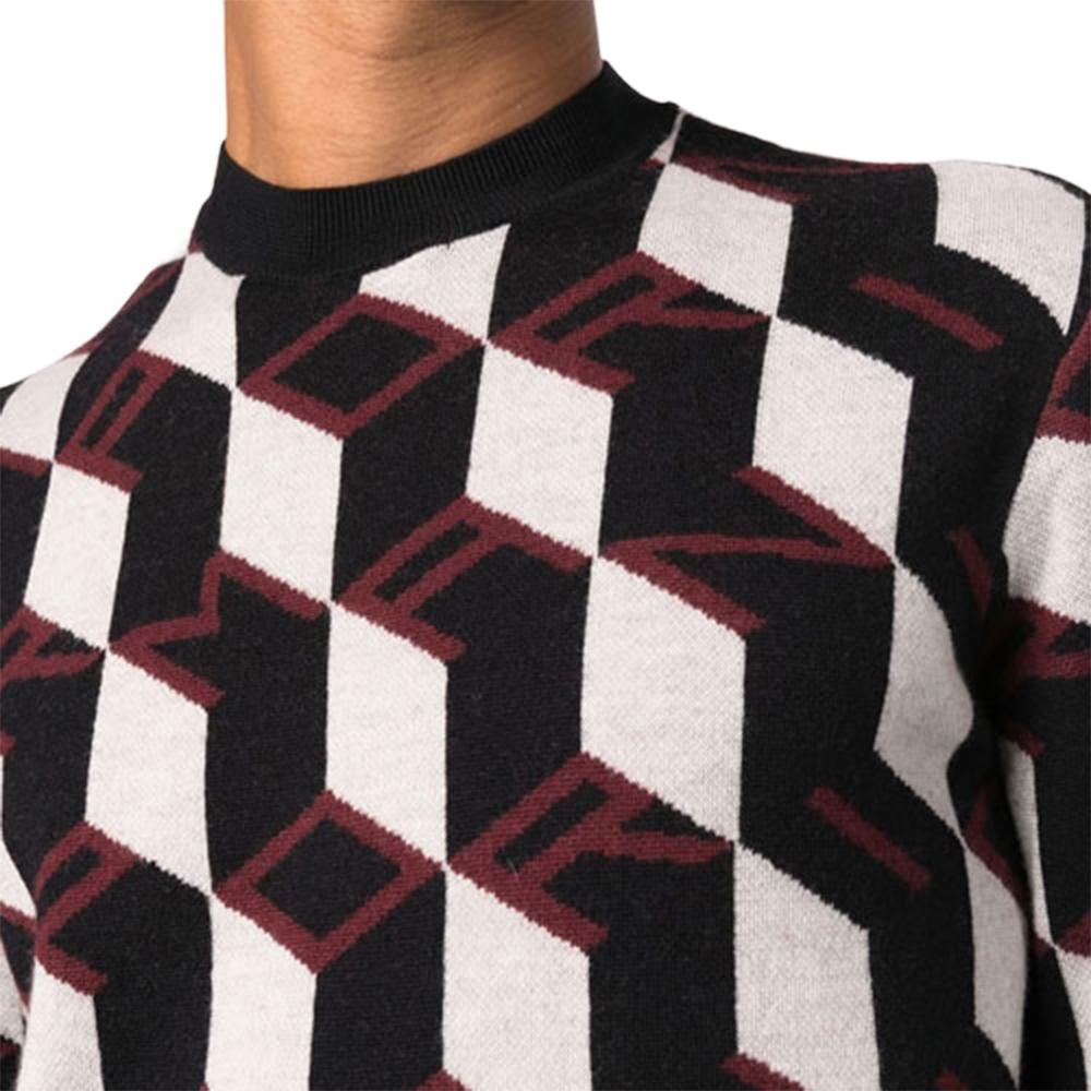 Emporio Armani FW22 Geometric Pattern Logo Jacquard Crew Neck Long Sleeve Sweater Men Sweater Multicolor 6L1MXX-1MCQZ-F318