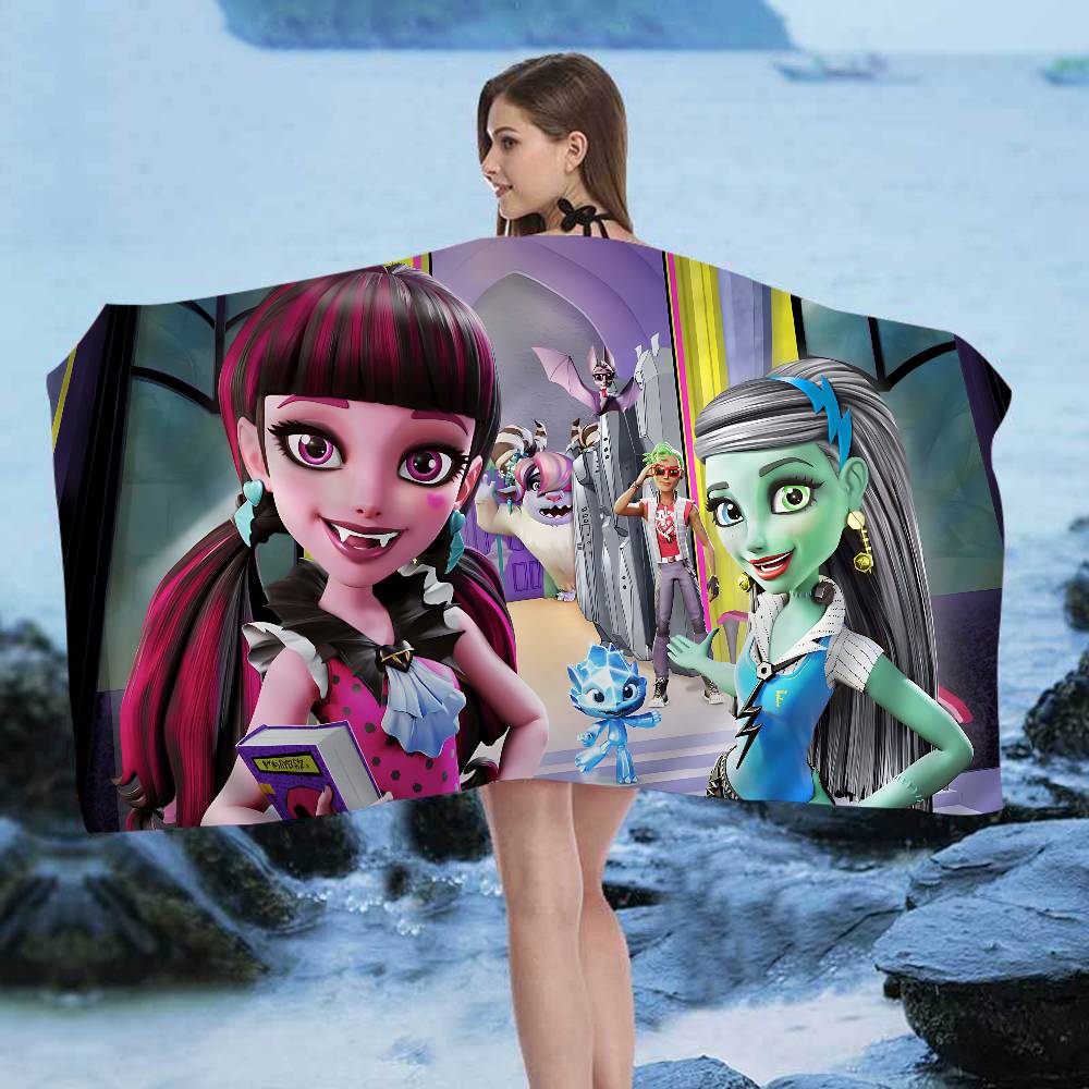 Cartoon M-monster High Classic Anime Beach Swimming Towel Soft Absorbent Washcloth Children's Gifts for Kids Travel Camping Gym