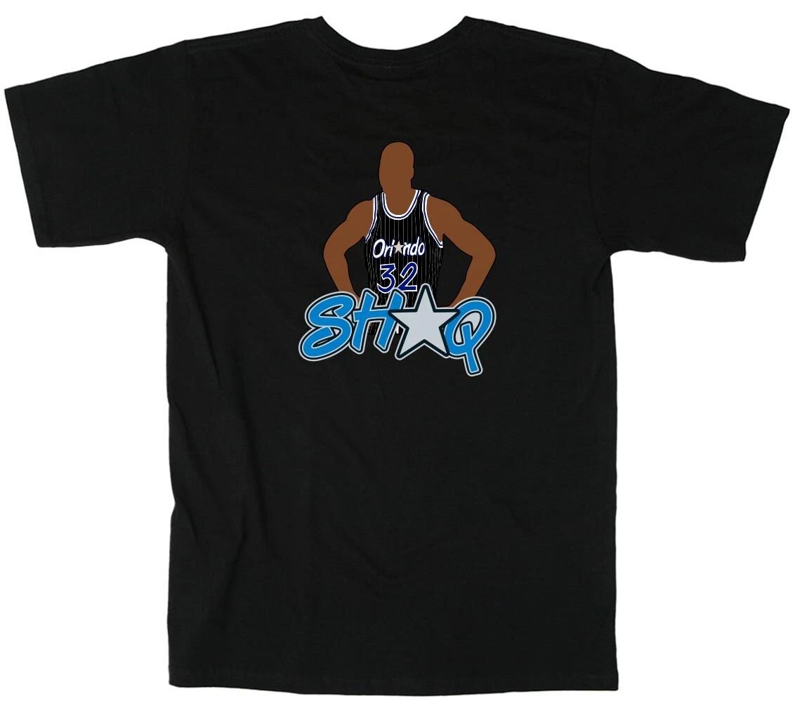 Shaquille O Neal Shaq Orlando Magic Pic BLACK Logo Long Short Sleeve T-Shirt S