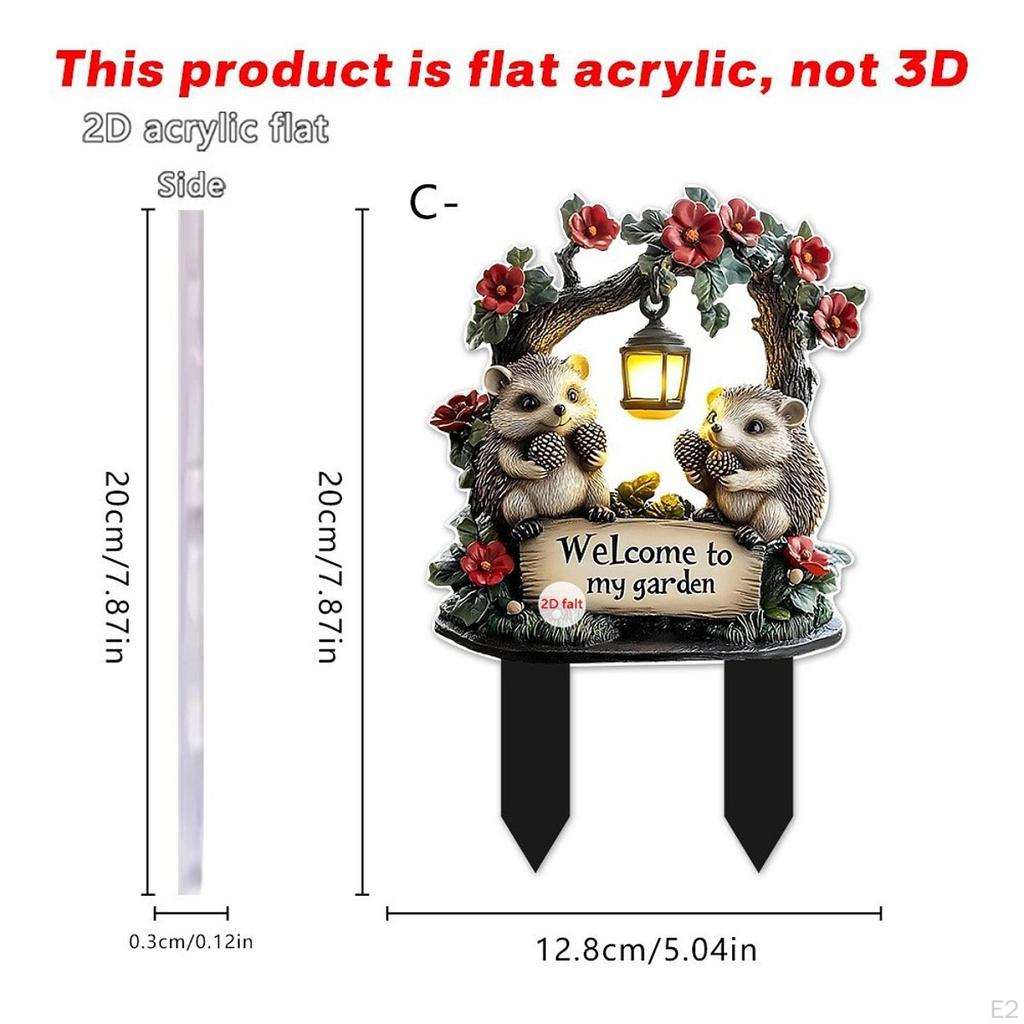 Decorative Garden Sign with -, 2D Acrylic Sign, Flower Pot - for Bonsai, Lawn, Landscape, Yard,