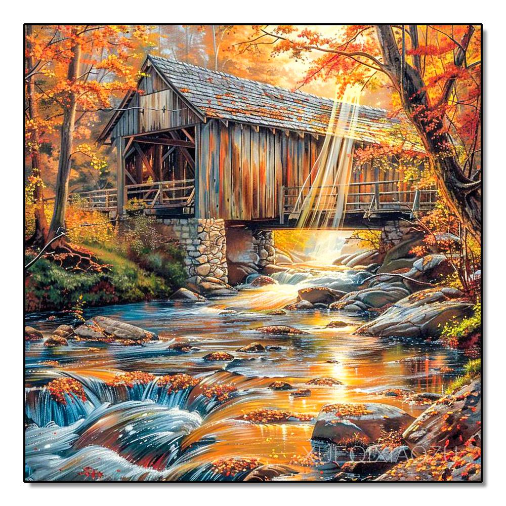 DIY Plná kulatá/čtvercová vrtačka Krajina Diamantová malba 5D Venkovská scenérie Domácí dekorace Umělecké řemeslo Kamínky Sada pro křížkovou výšivku