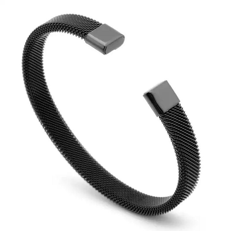 Men Vintage Black Bangle Stainless Steel Cuban Cuff Bracelets Hand Wristband Jewelry Friends Gifts Accessories