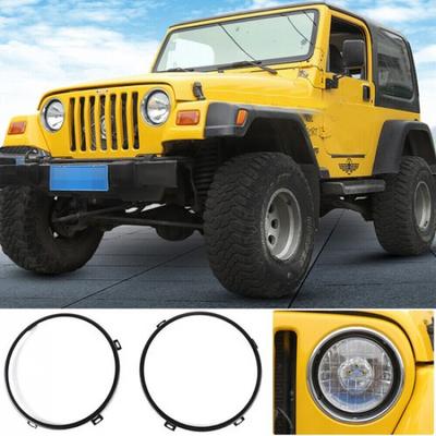 2x Schwarzer Frontscheinwerfer Montagehalter Basisring Für Jeep Wrangler TJ 1997-06