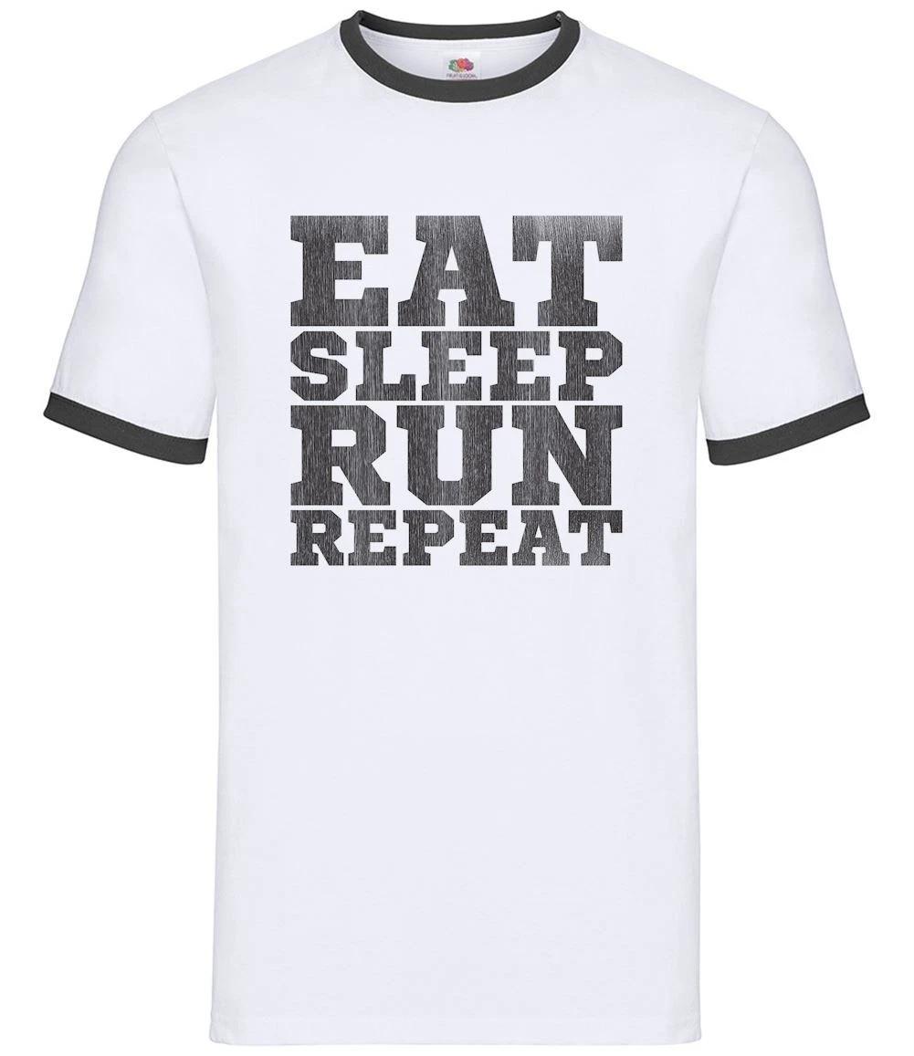 Eat Sleep Run REPEAT - Mens Ringer - Unisex Jumper Sweater Running Runner XXXL