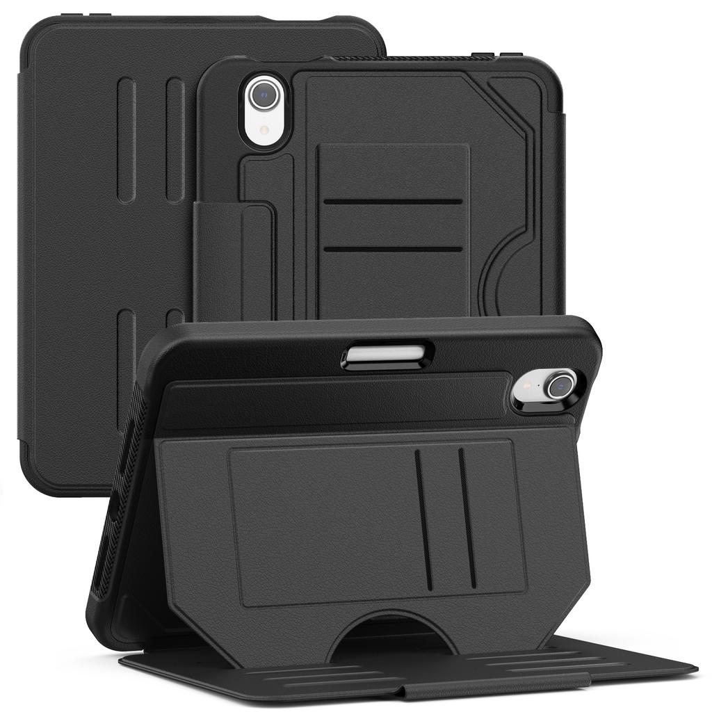 For iPad mini (2024)/(2021) Case with Card Slots PC + TPU + PU U-Shape Stand Tablet Cover