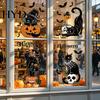 Indoor Halloween Ornament 4 Sheets Black Cat Window Clings, Spooky Pumpkin Reusable Static Cling Decal Sticker, Double Sided Decals for Glass