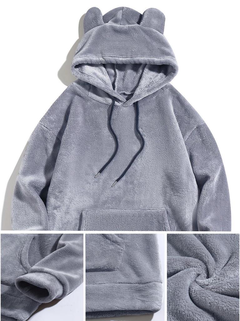 Men's Autumn/Winter Rabbit Ear Hooded Casual Sweatshirt Jacket
