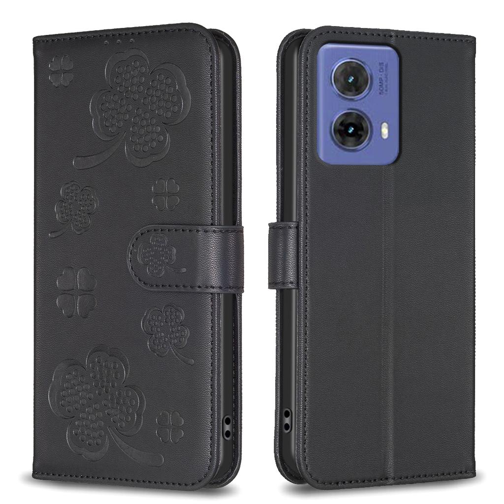 Lucky Clover Four Leaf Clover Pattern PU Leather Card Slots Wallet Phone Case for Motorola Moto G85,Edge 50 Pro,G04,G24,G34,Edge 40 Neo,G84,G54,G14...