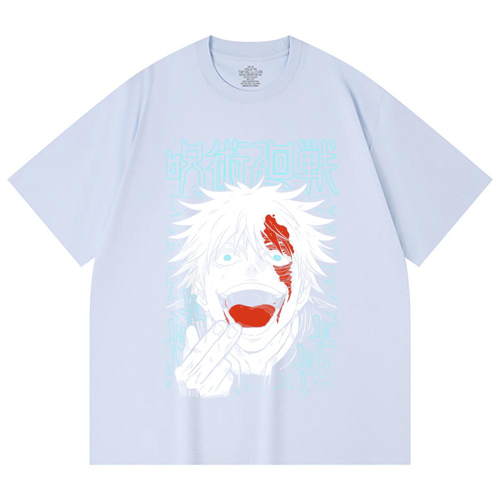 230 Gsm 100% Cotton Jujutsu Kaisen V1 Gojo Print Unisex Heavy Cotton T Shirt