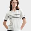 Fila Color Block Striped Letter Print Casual Short Sleeve Knit Top Women Tops White F11W421405FWT