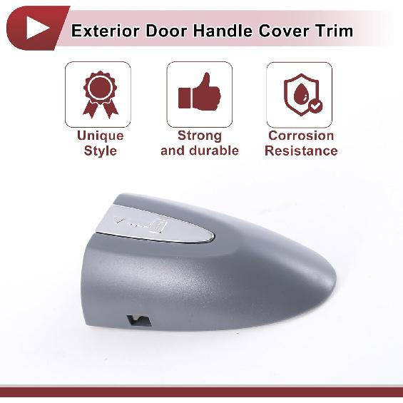 1 Pcs Exterior Door Handle Cover Trim for Jaguar XJ 2010-2019 Door Handle Cover No.C2D32290LML Gray ABS
