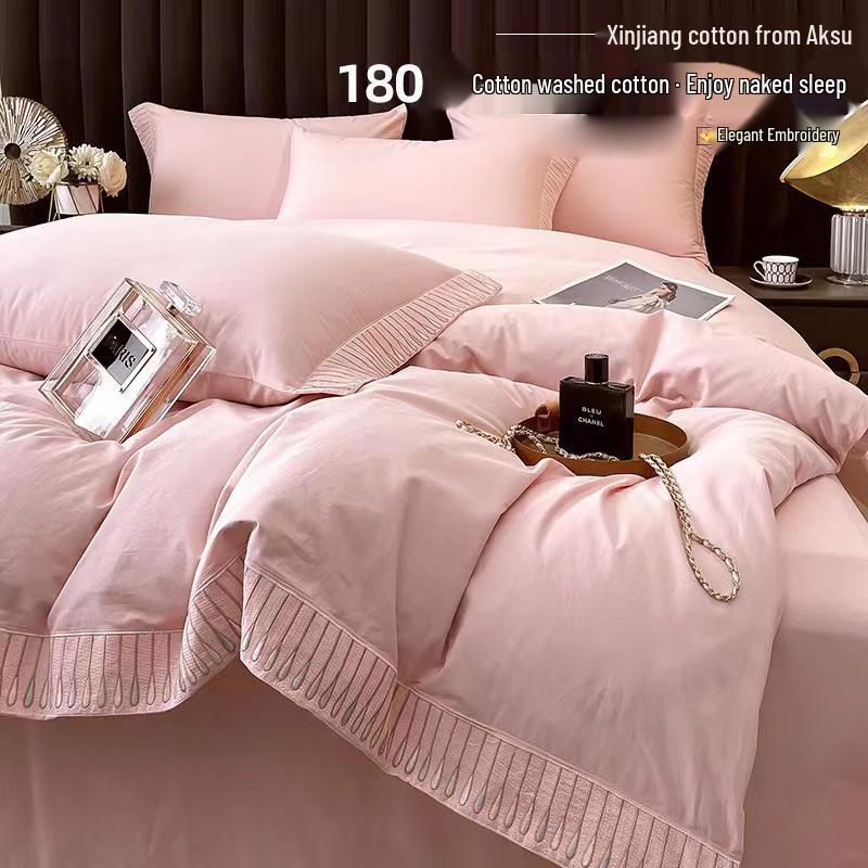 Lilang Danica Rose Pink 4-Piece Flat Sheet Bedding Set
