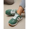 Women's Plus Size Round Toe Color Block Stripe Lace Up Casual Sneakers Autumn New Shoes