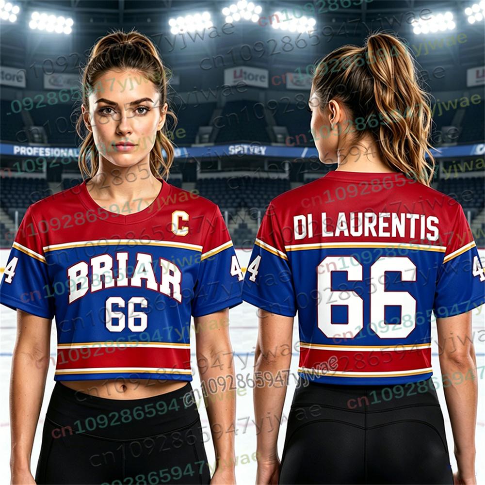 Hors Campus Briar University Maillot de Hockey Graham 44 22 DI LAURENTIS 66 T-shirt Manches Courtes Maillot Femme Crop Top Tee Top
