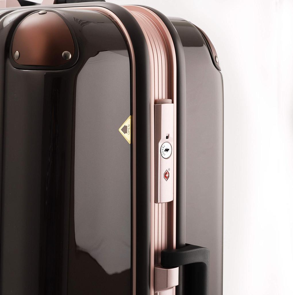 Suitcase Nights or More L Size 83L Champagne Aluminum Frame Lightweight Travel Hook TSA Lock Double Carry Case Bag [Legend Walker] (7 / / / Gold)