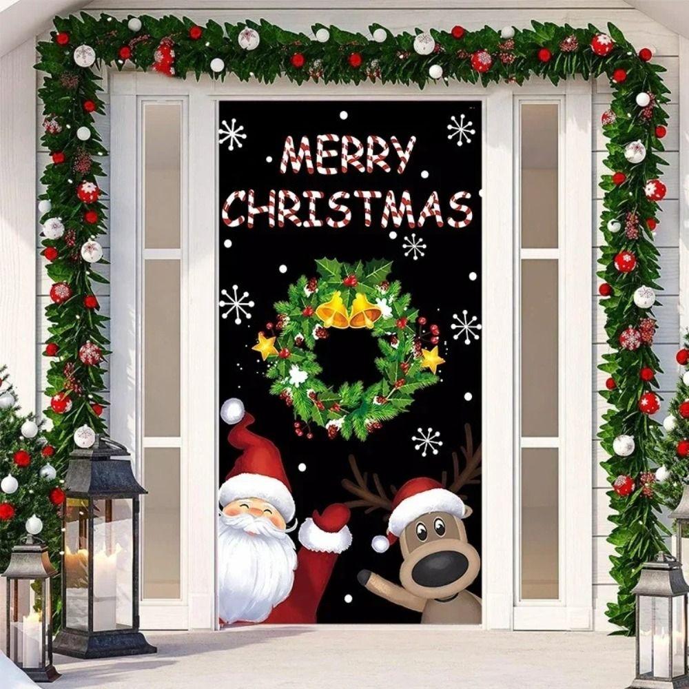 

Background Santa Claus Decoration 90x185cm Christmas Door Cover Holiday Party
