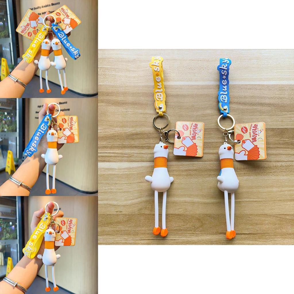 Charming Stretchy Neck Goose Keychain Silicone Accessory For Bags And Cars