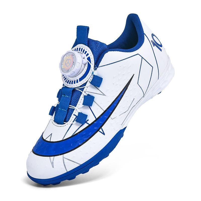 Rotary Buckle Children's Football Shoes Broken Nails Artificial Turf Youth Students Non-slip Leather Foot Training Shoes