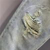 Women's Trendy 2025 Embroidered Ripped Harem Jeans - High Waist, Slimming, Loose Fit, Cropped Summer Pants