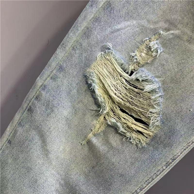 Women's Trendy 2025 Embroidered Ripped Harem Jeans - High Waist, Slimming, Loose Fit, Cropped Summer Pants