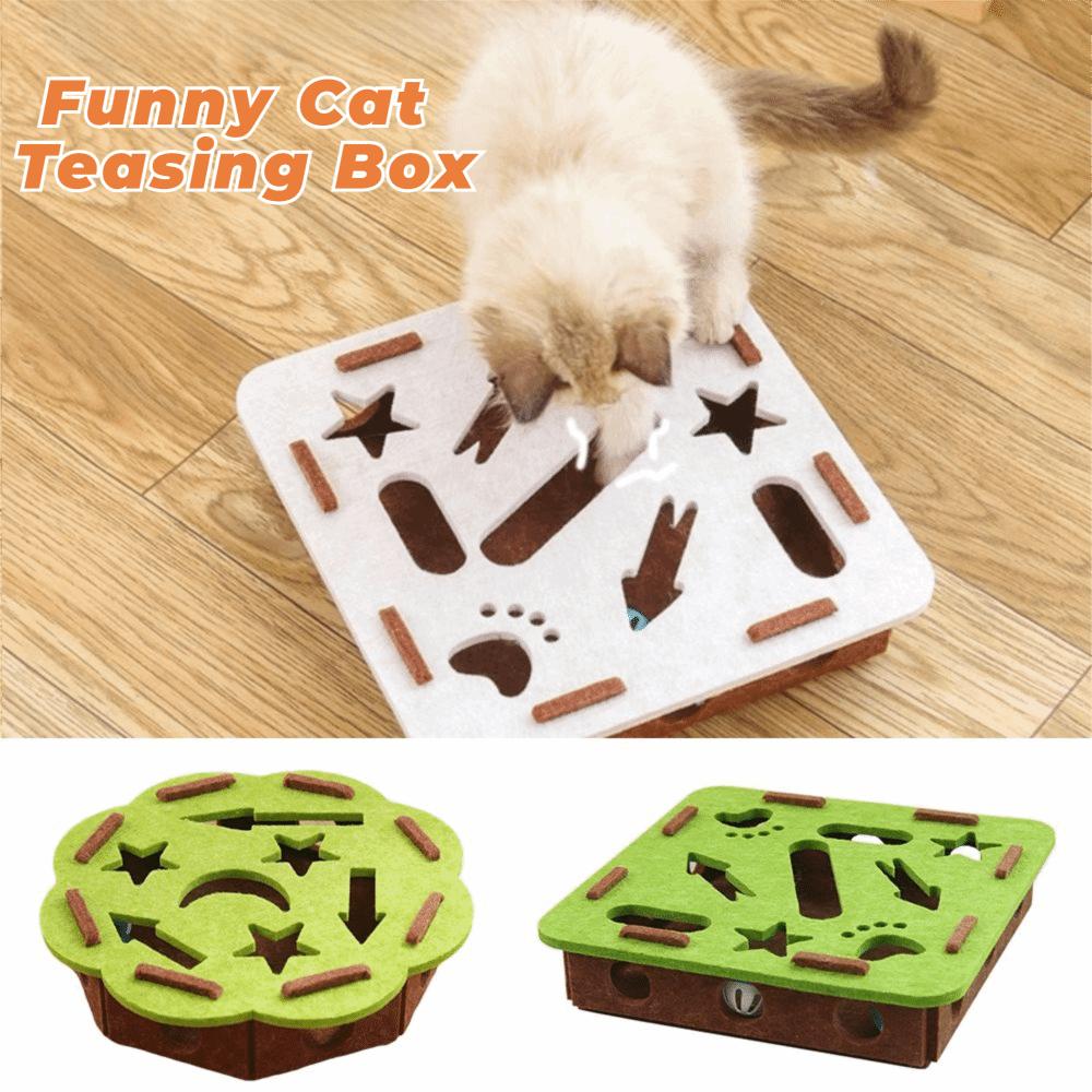 Felt Cat Puzzle Box with Ball Cat Exercise Toy Durable Cat Scratching Posts  Indoor