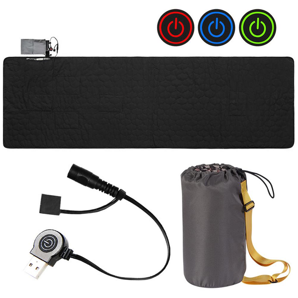 USB Heating Sleeping Mat Adjustable Temperature Outdoor Electric Heating Pad Heated Sleeping Bag Pad Camping Warming Mattress