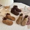 2025Autumn Winter Baby Boys Girls Boots Oxford Suede Children Casual Shoes Outdoor Anti-slip Infant Shoes Plush Kids Ankle Boots