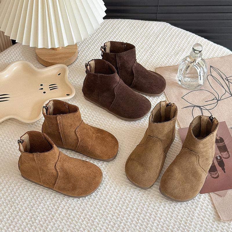 2025Autumn Winter Baby Boys Girls Boots Oxford Suede Children Casual Shoes Outdoor Anti-slip Infant Shoes Plush Kids Ankle Boots