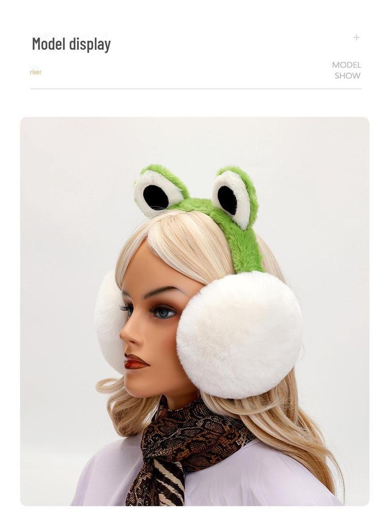 Plush Foldable Earmuffs with Big Eyes - Velvet, Cold-Proof, and Warm for Winter