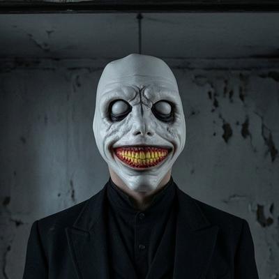 Detaillierte Böse Gesichtsstruktur Requisiten Halloween Exorzisten Maske, Gruselige Doppelschicht Jack Latex Gesicht Atmungsaktiv Thriller Thema Kopfschmuck für Party,