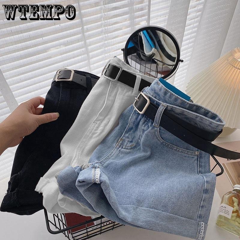 

Denim Shorts for Women Spring Summer Casual Loose Rolled Edge Wide Leg Shorts for Women 2XL темно-синього кольору