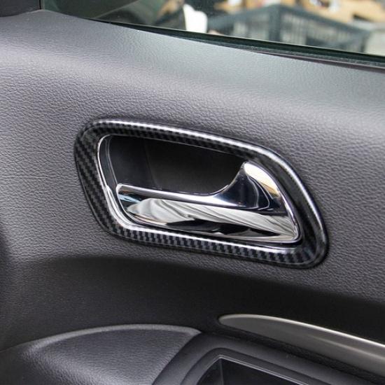 Carbon Fiber Style Inner Door Handle Panel Cover Trim for Dodge Durango 2011+