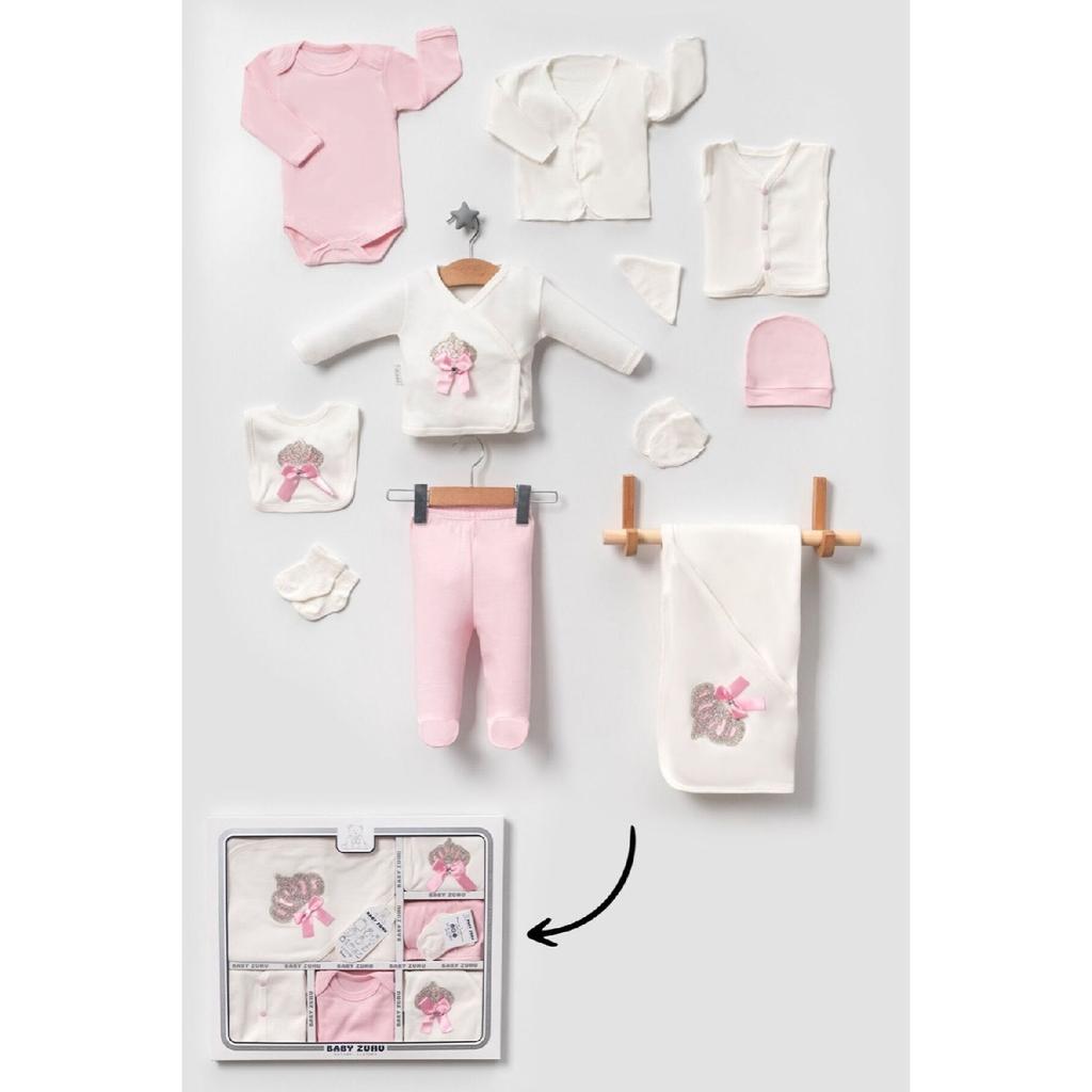 Boxed Girl - Ubranka dla noworodków, 100% bawełny, kamienie dla niemowląt, 11-częściowe zestawy do wypisu ze szpitala