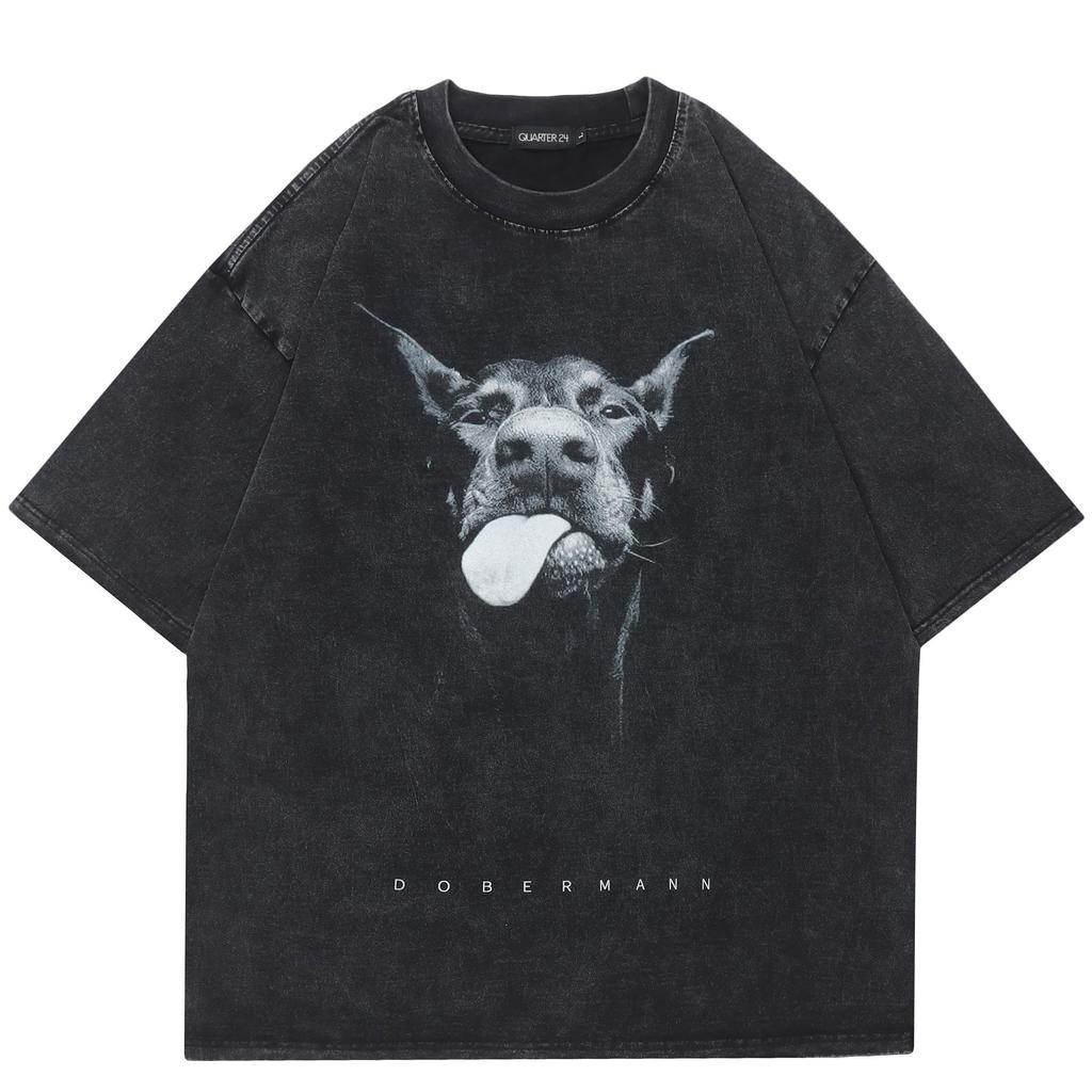 2026 Nytt Inom Streetwear Kort Hond Tryckt Punk Toppar Sommar Vintage Överdimensionerad Y2k T-shirt Bomull Vintage Kortärmade T-shirts Toppar