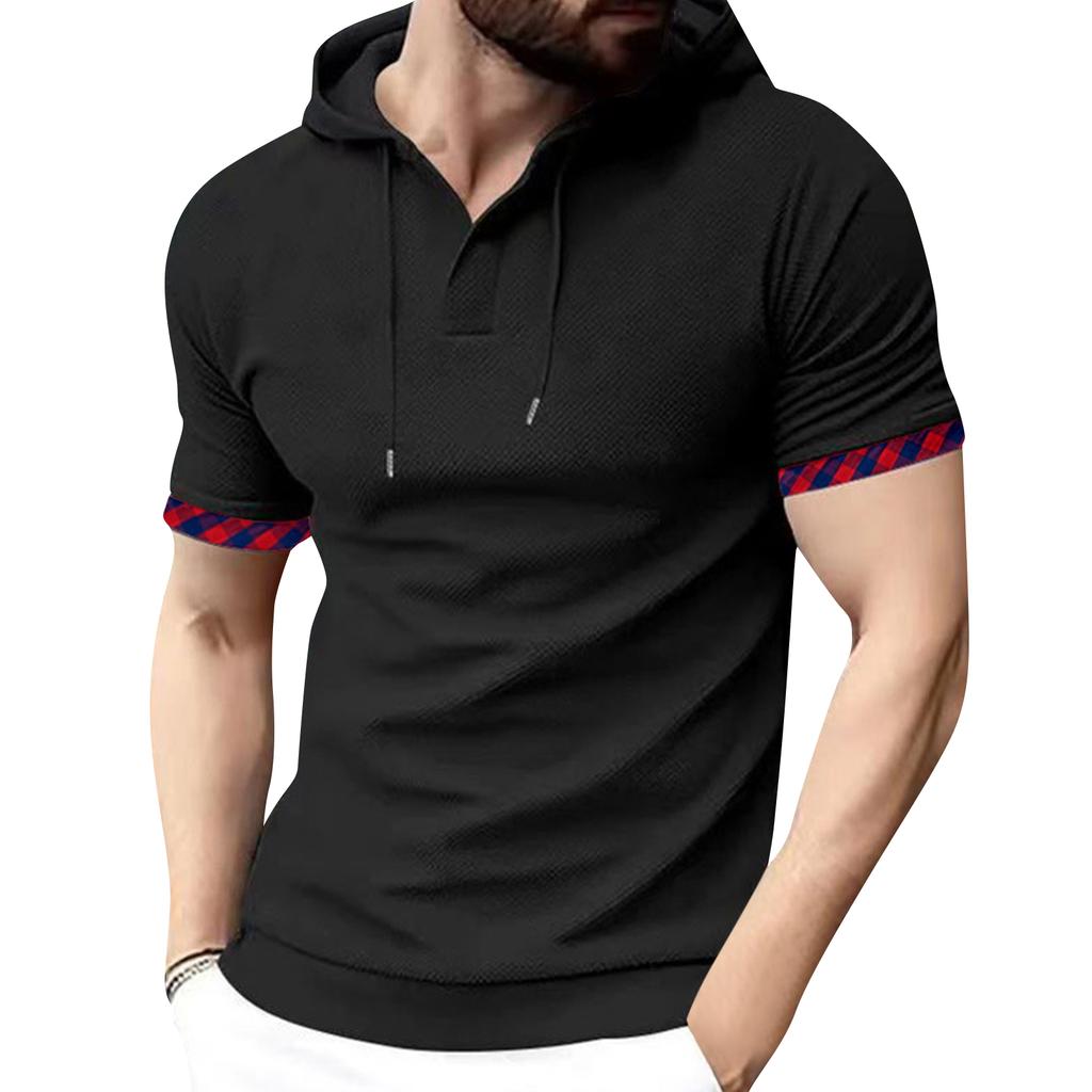 Men's Plus Size Hooded Short-Sleeve Casual Sports Top