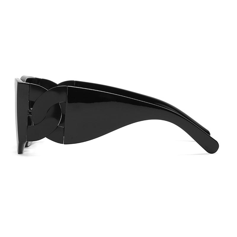 Luxury Brand Designer Oversized Square Sunglasses Women For Men Vintage Punk Elegant Sun Glasses Big Frame Twist Chain Shade