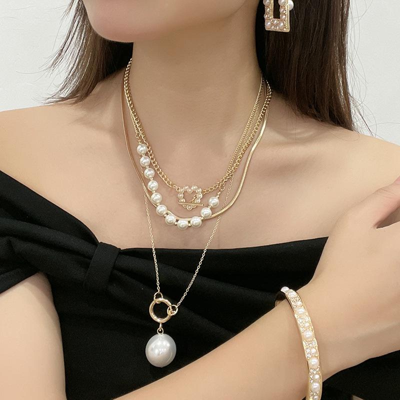 Kenjie Multi-Row Pearl Pendant Necklace for Women - Autumn/Winter Versatile Fashion Accessory