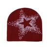 2025 Autumn and Winter New Wool Hat Outdoor Cycling Pullover Hat Pentagram Jacquard Knitted Hat Cold Hat Men