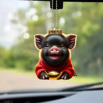 Acryl Schwarz Bezauberndes Schwein Autozubehör Für Elegante Fahrzeugdekoration Innenraum