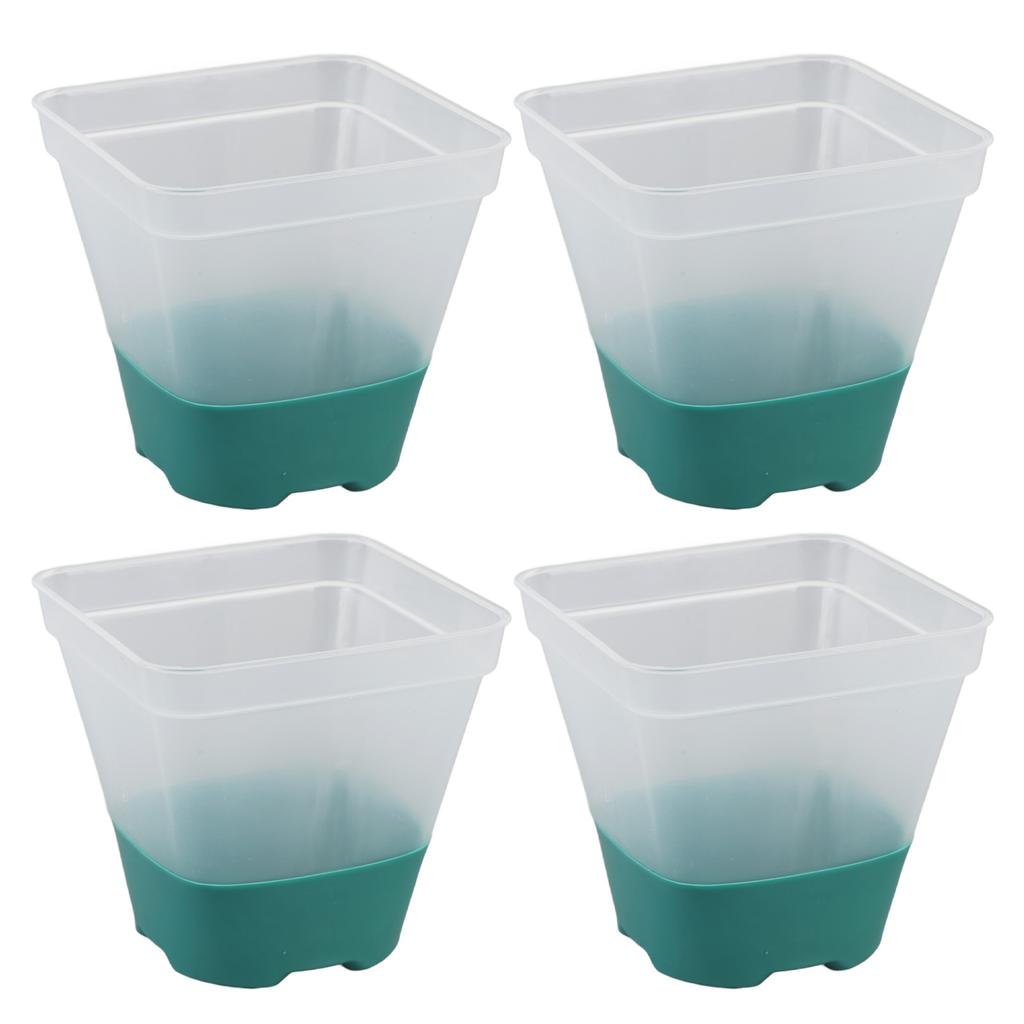 12pcs Reusable Plastic Nursery Pot with 12 Labels Drainage Holes Soft Silicone Base Flower Nursery Pot for Garden Green