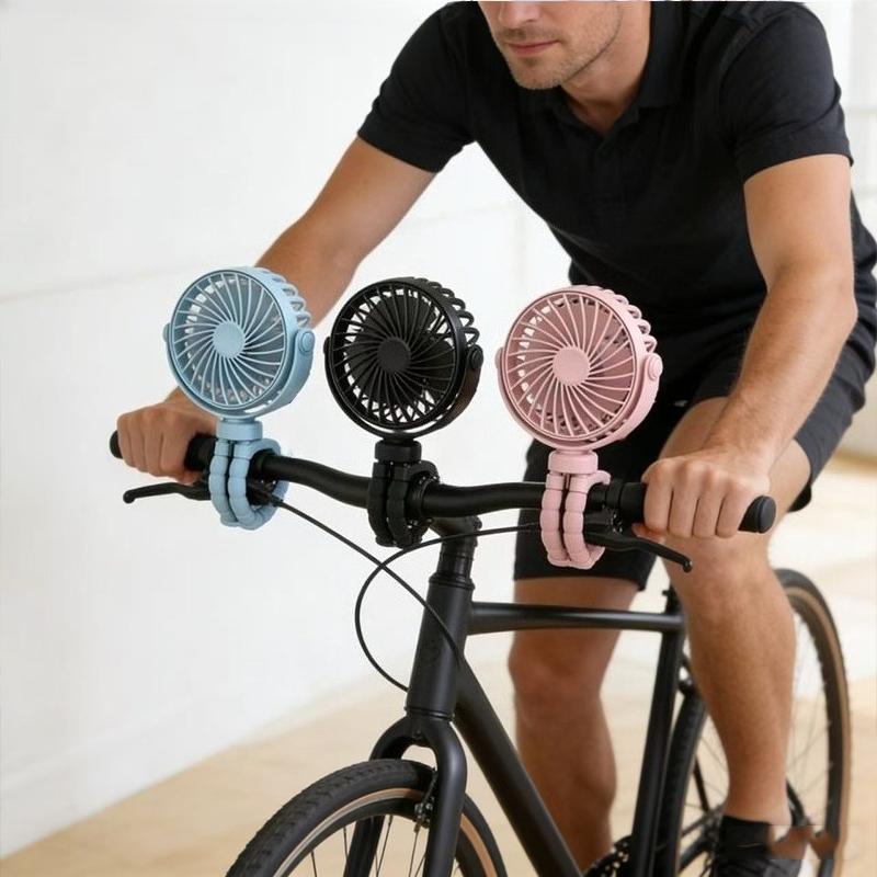 Portable Flexible Tripod Fan USB Rechargeable Mini Octopus Fan Ultra Quiet for Stroller Car Seat Travel Handheld 3-speed Fan