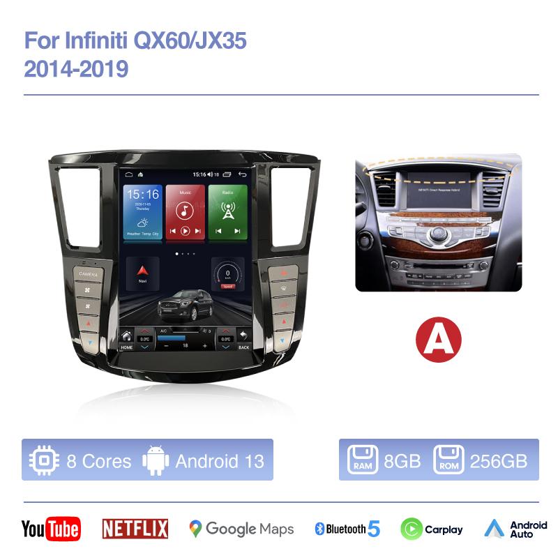 12.1" For Infiniti QX60/JX35 2014-2019 Car Smart Multimedia Video Player GPS Navigation Radio Android13 4G AUTO Stereo 360camera