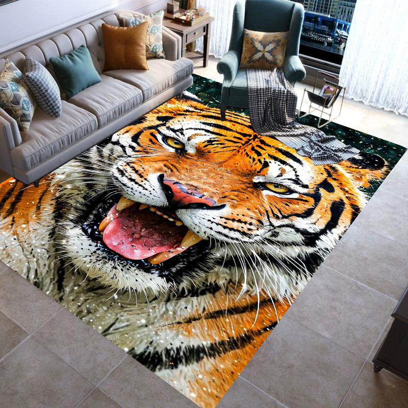Large Area Rugs Non Slip Animal Tiger Pattern Carpet Living Room Sofa Kitchen Entrance Doormat Hallway Balcony Floor Mat