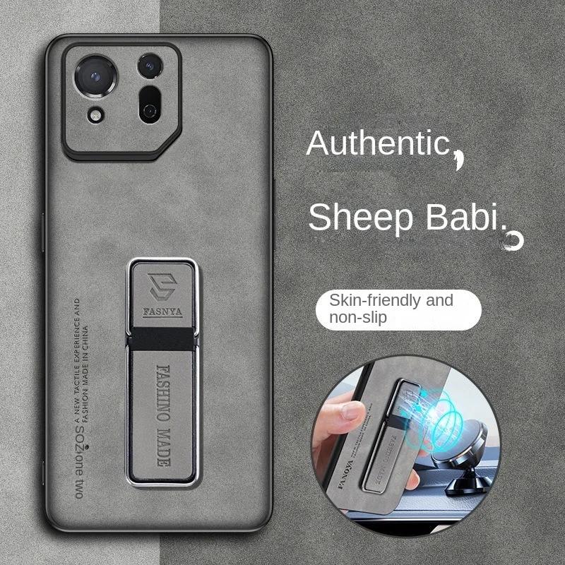 

Чехол для телефона Skinsheep Leather для Asus ROG Phone 9 Pro 9Pro, противоударный матовый силиконовый бампер, магнитная подставка, чехол для ROG Phone9Pro, невидимый кронштейн ROG Phone 9Pro серый